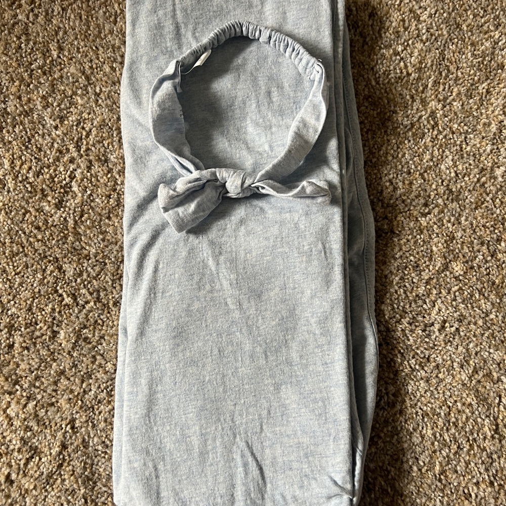 Light Blue Receiving Blanket and Knit Headband